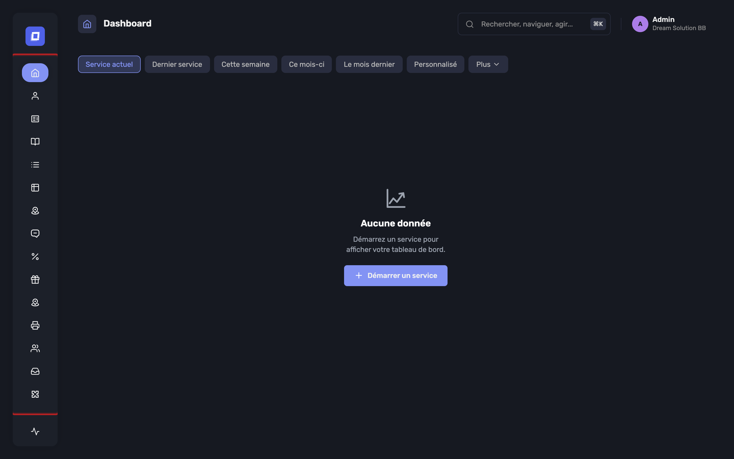 Le tableau de bord du Posbel Admin panel