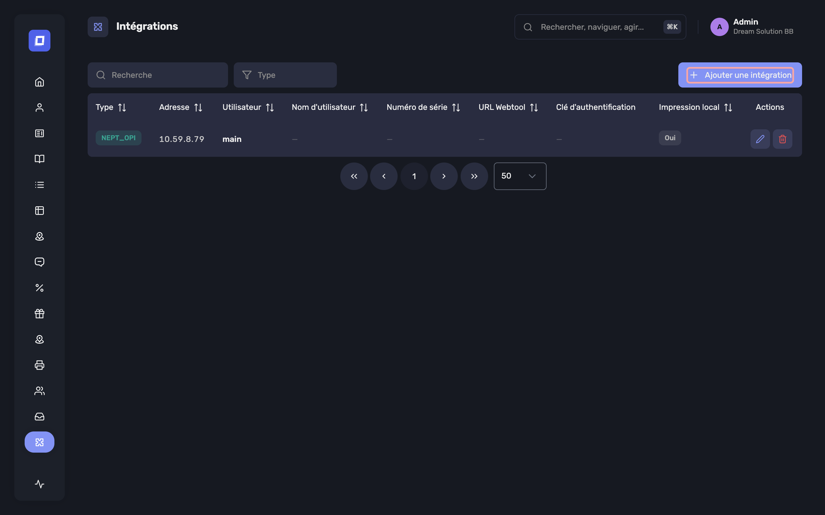 Le bouton Ajouter une intégration sur la page des intégrations