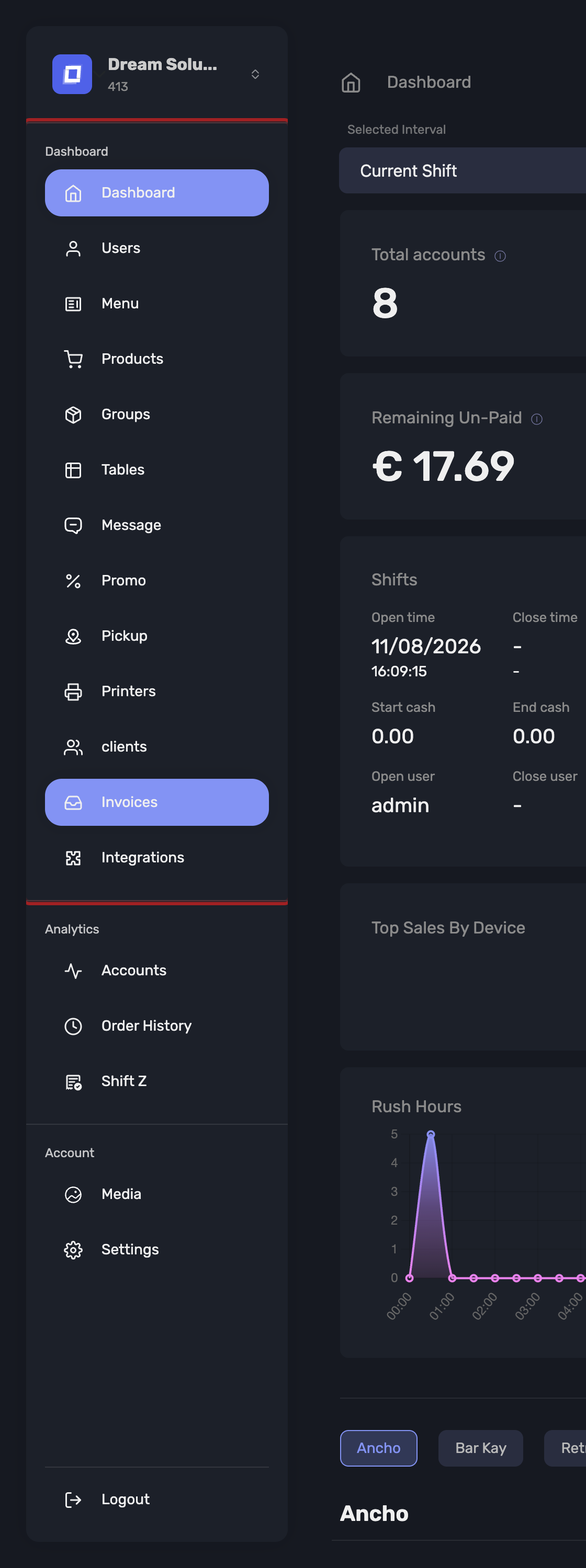 The Dashboard entry in the sidebar