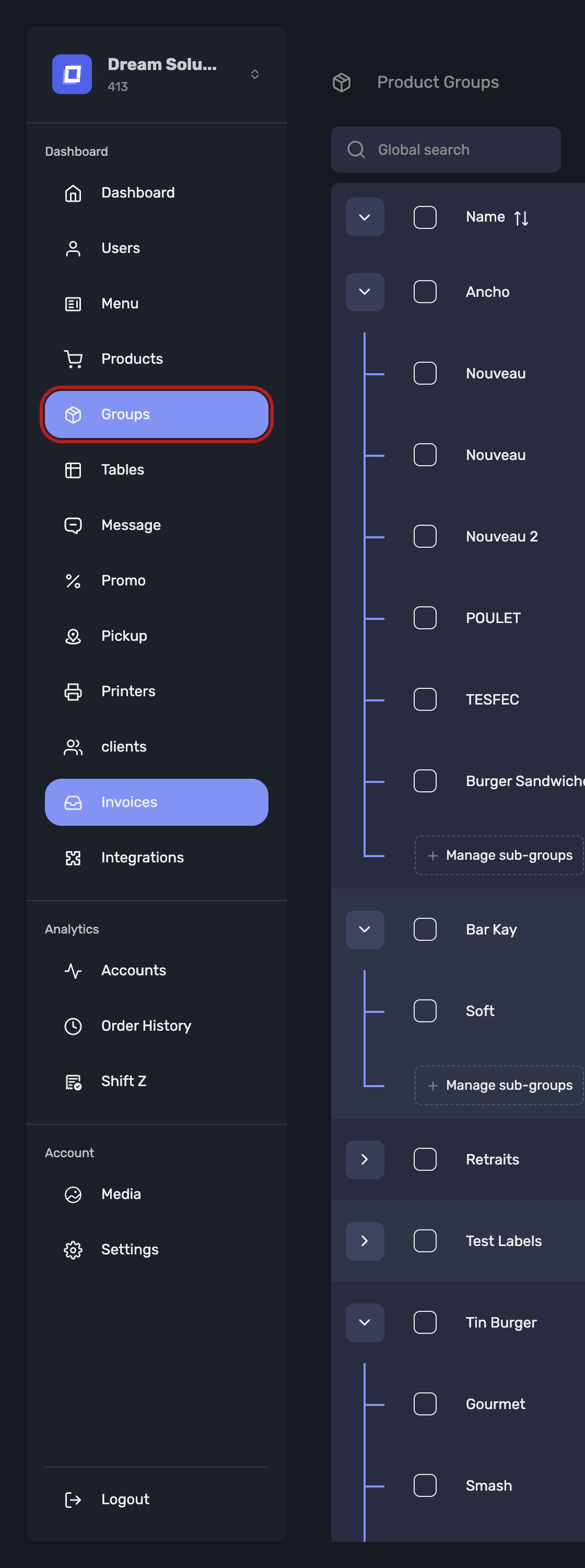 The Groups entry in the sidebar