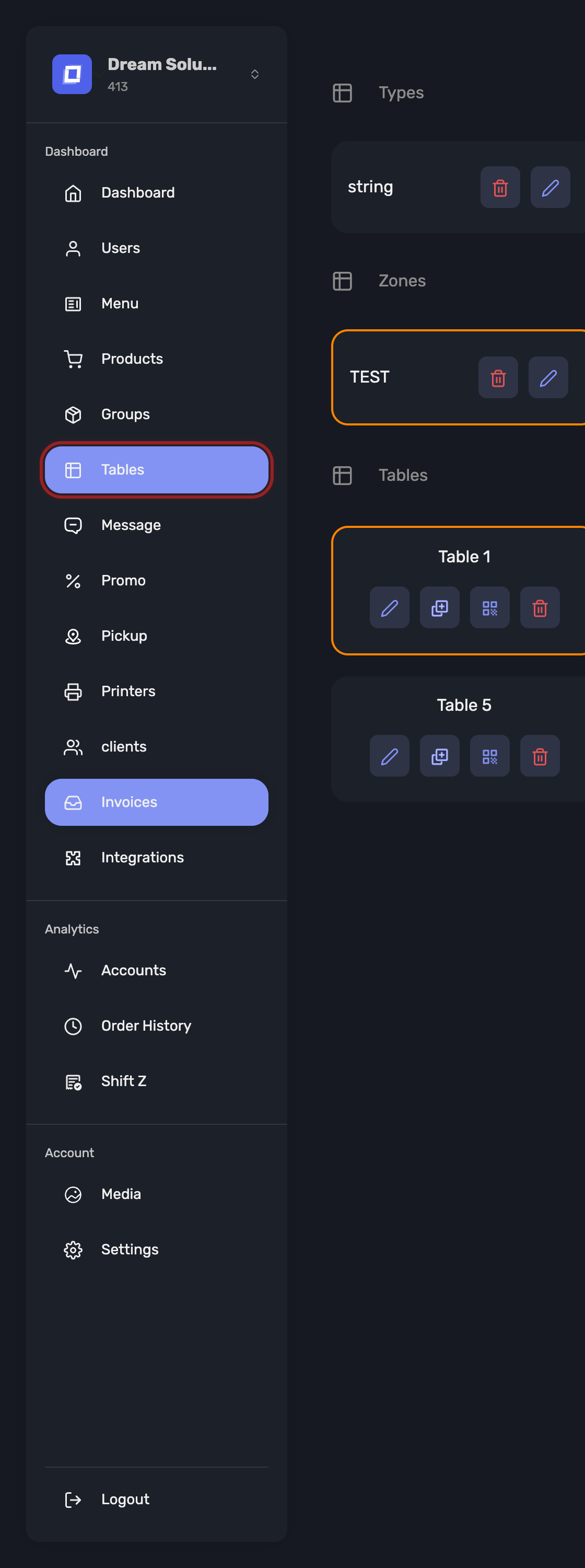 The Tables entry in the sidebar