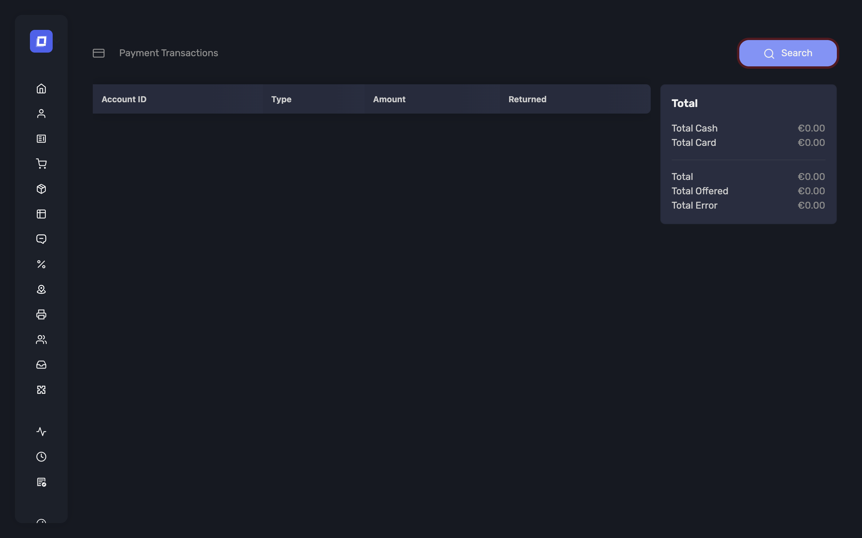 The payment transaction list
