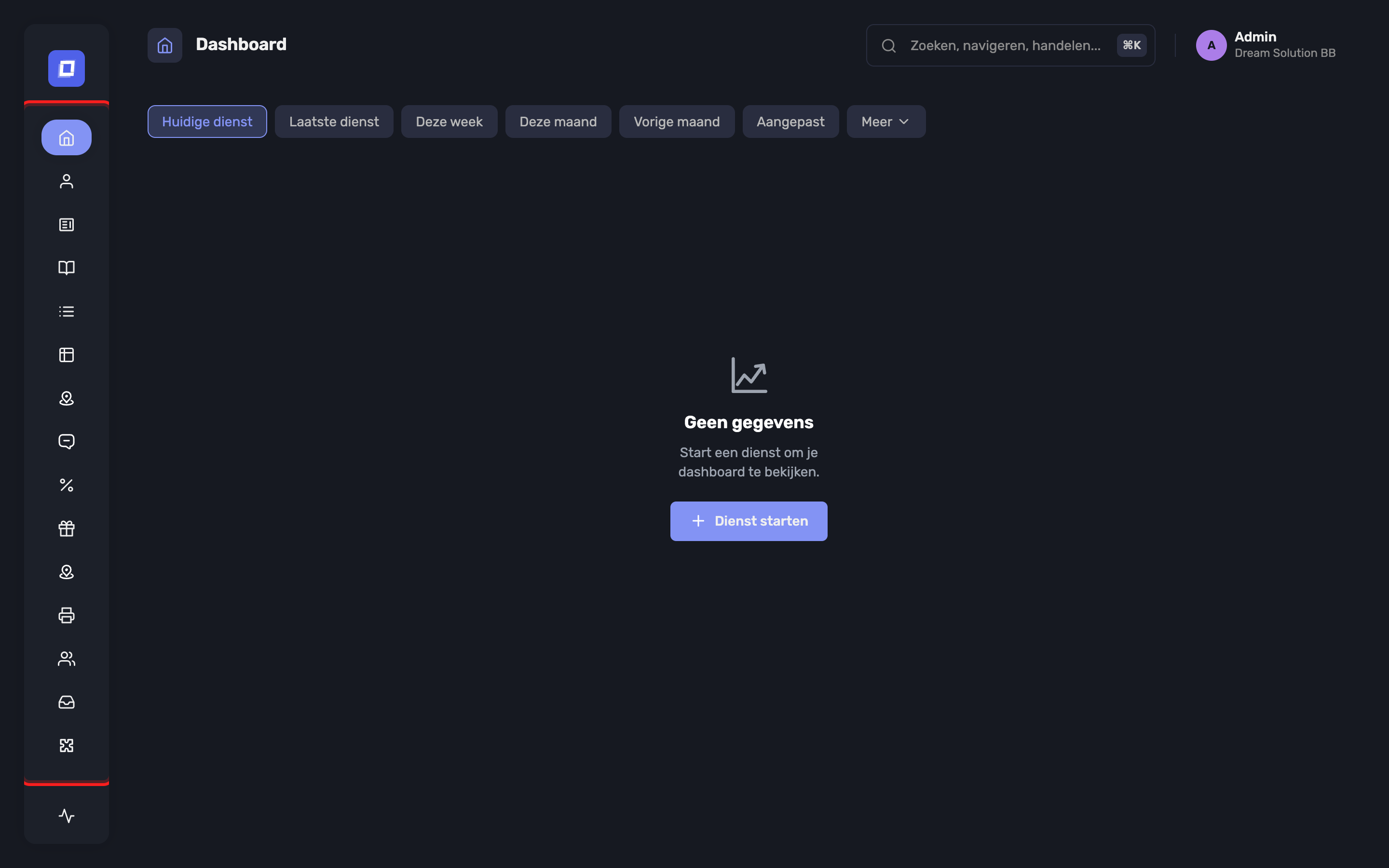 Het dashboard van het Posbel Admin panel